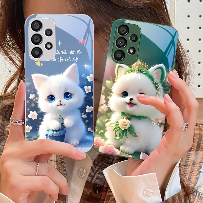 Adorable Green Dog Design Tempered Glass Phone Case