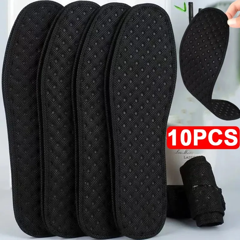 2/6/10pcs Deodorant Foot Insoles Bamboo Charcoal Insert Light Weight Breathable Thin Sport Shoe Pad Suction Perspiration Insole