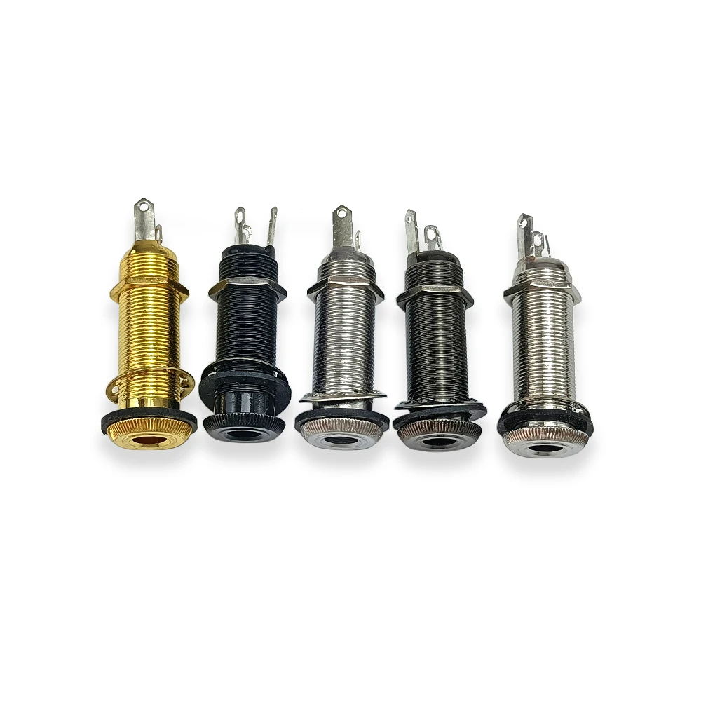 Description Picture 5 of item10pcs/lot Electric Guitar Bass Parts 6.35mm Stereo Output Input 1/4 Inch Jack Socket Plug Brass Straight Ribbed Tube Style Jack
