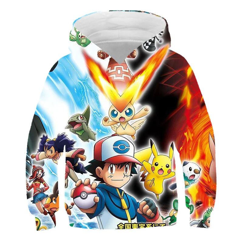 

Pokemon 3D Anime Printed Hoodies For Choldren Boys Girls Autumn Pokemon Sweatshirts Funny Hoodies Kids Children Clothes 4-14Year