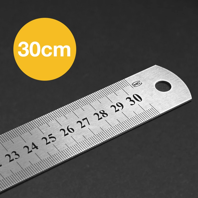 30/50/60cm Double Sided Stainless Steel Ruler Metal Rule Metric Imperial Well 