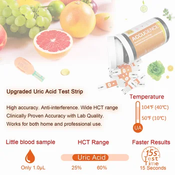 Blood Ketone Hemoglobin Uric Acid Blood Glucose Test Strips Test Strips for PM800 4 in 1 Meter Diabetes Gout HB Anemia Monitor 5
