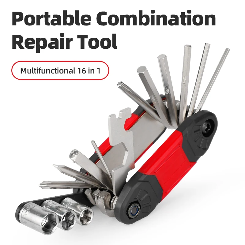 

16 In 1 Bicycle Plastic Bag Type Hexagonal Screwdriver Socket Wrench Portable Folding Repair Tool Multi-Function Tool