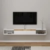 Bixiaomei Floating TV Stand, 79'' Wall Mounted Entertainment Center TV Media Console, Floating Shelves with Door(White, 78.74IN) 1