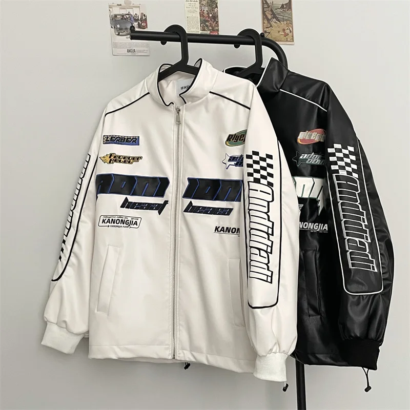 男性用アメリカンレターバイクジャケット,ルーズレザー
