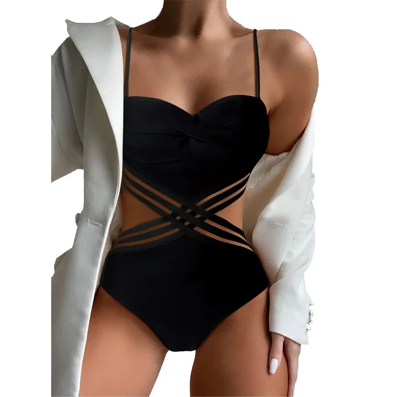 Black Push Up Swimsuit Half Cup Solid Bikinis main image 0