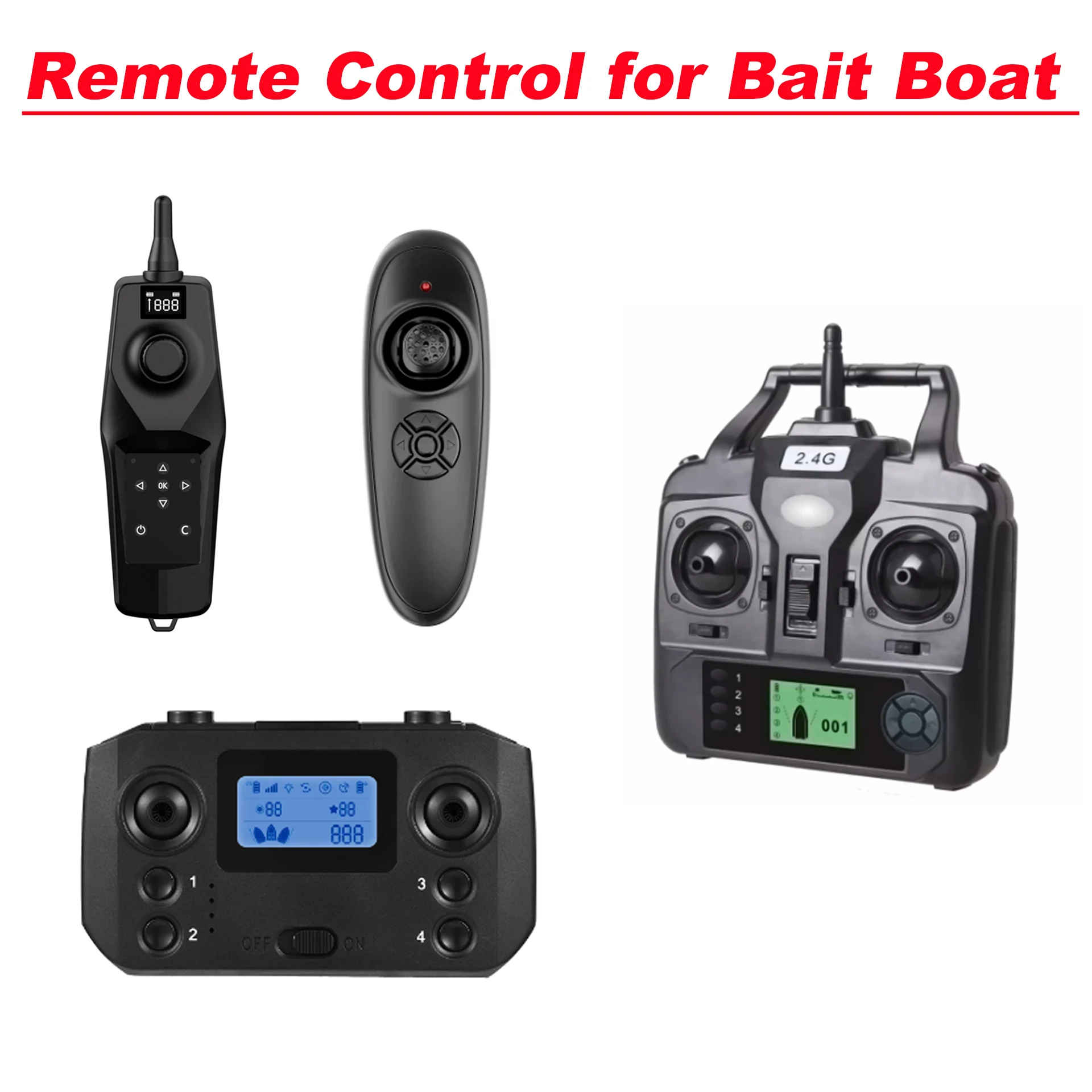 Télécommande pour bateau radiocommandé 2.4GHz avec manette noire et boutons colorés, compatible Guobin D13/D16