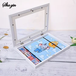 Elegant Wooden Flip - Up Photo Frame with Magnetic Closure (White)