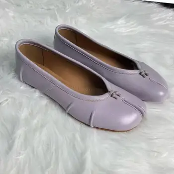 New Soft Leather Split Toe Women Tabi Ballet Flats Spring Autumn Comfortable Walking Lazy Loafers Casual Girls Dance Shoes 1