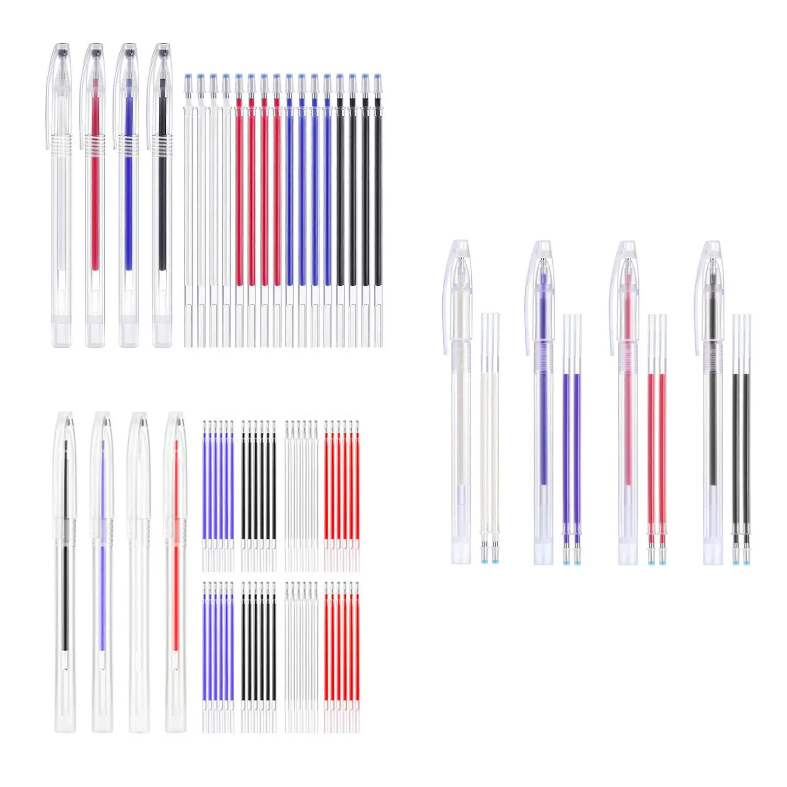 1 Set Heat  Pens with 3/5/13 Heat Erasable Fabric Refills Marking for Sewing, Quilting and Dressmaking(4 Colors)