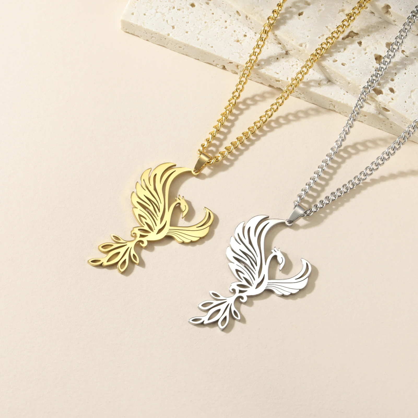 Collana Fenice In Acciaio Inox VASSAGO: Gioiello Simbolo Di Rinascita E Fortuna, Regalo Donna