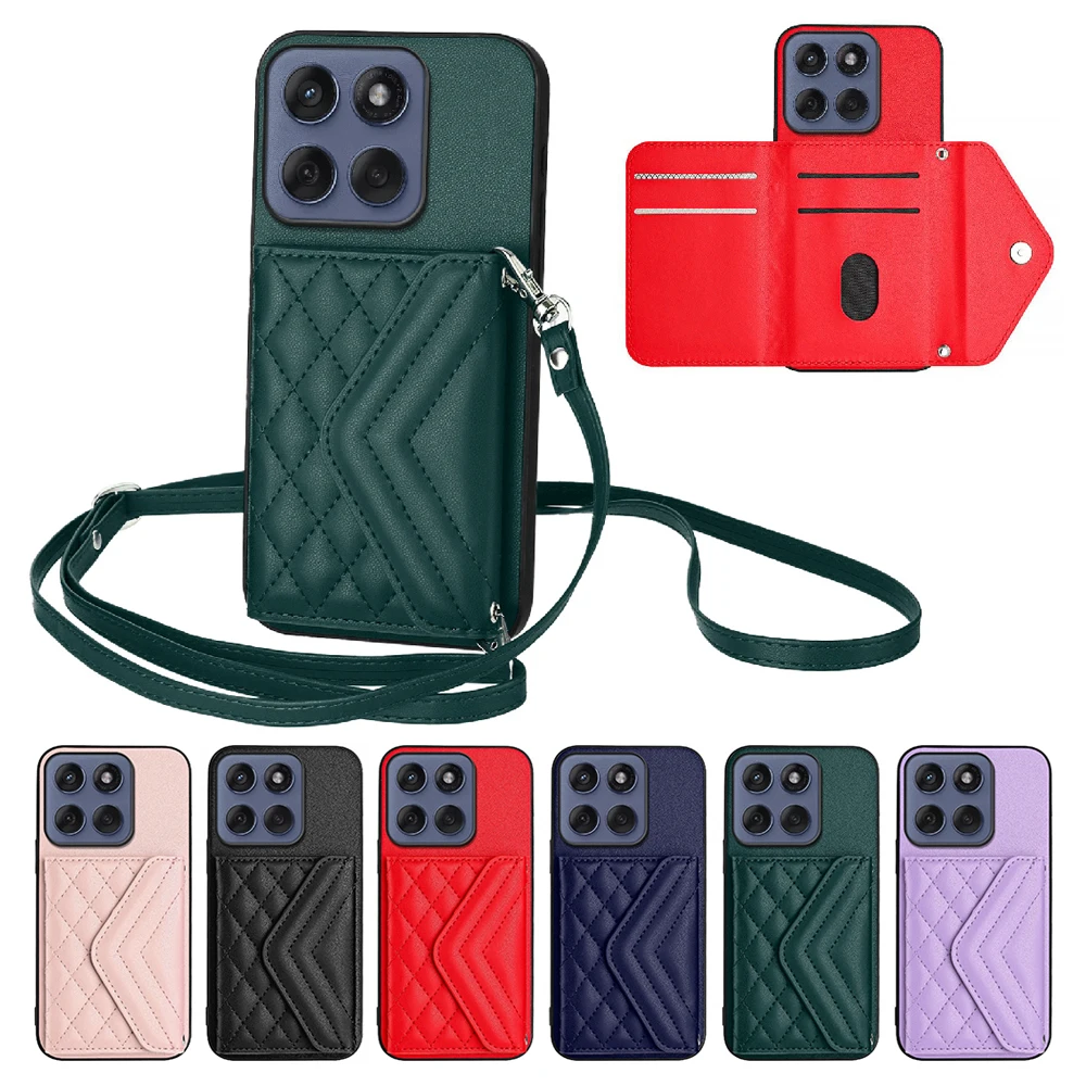 Crossbody Strap Wallet Phone Case with Enhanced Protection