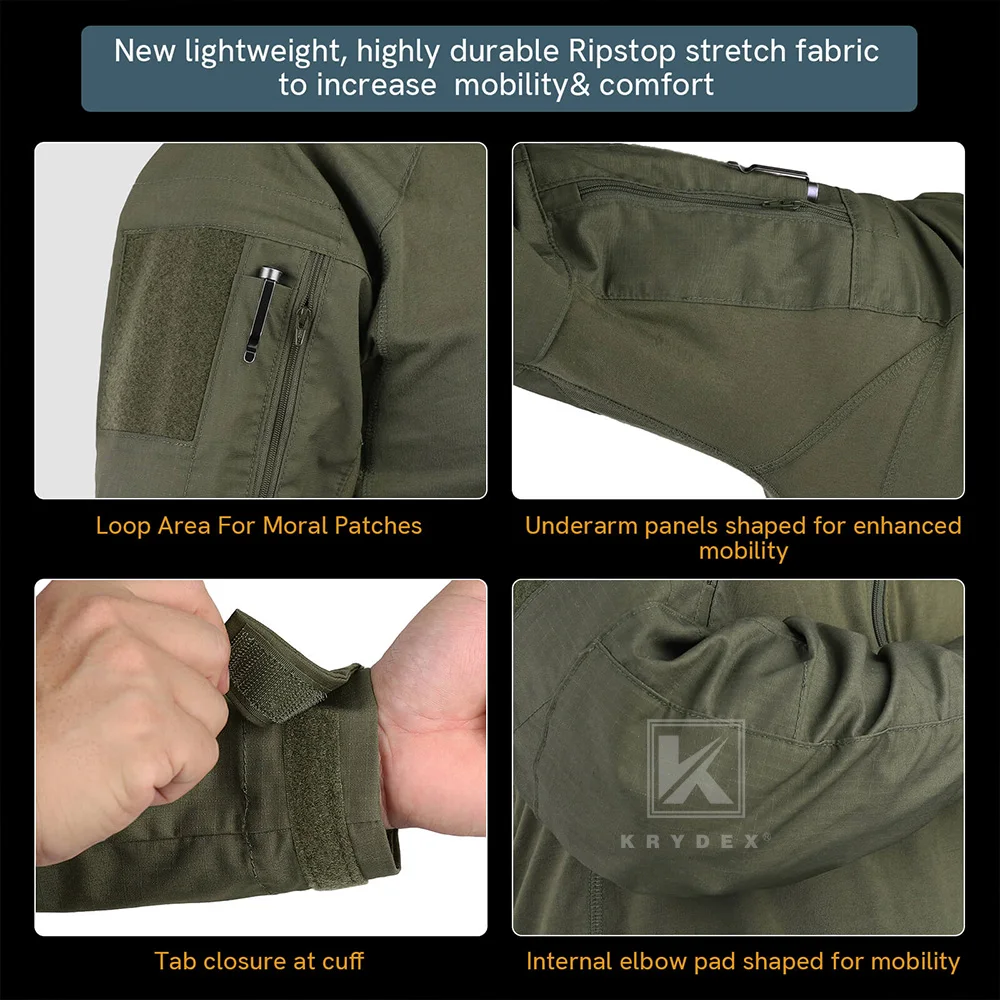 KRYDEX Gen4 Combat Uniform Hunting Tactical Men's Shirt & Pants Suit Kit Camo Ranger Green Outdoor Camouflage Clothing