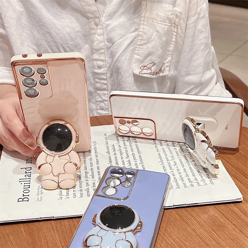 galaxy s22 ultra wallet case Cute 3D Astronaut Stand Holder Phone Case For Samsung Galaxy S22 Ultra A53 A52 A72 A32 A32 5G S21 S20 S10 Plus S20FE Note 20 10 classic galaxy s22 ultra case