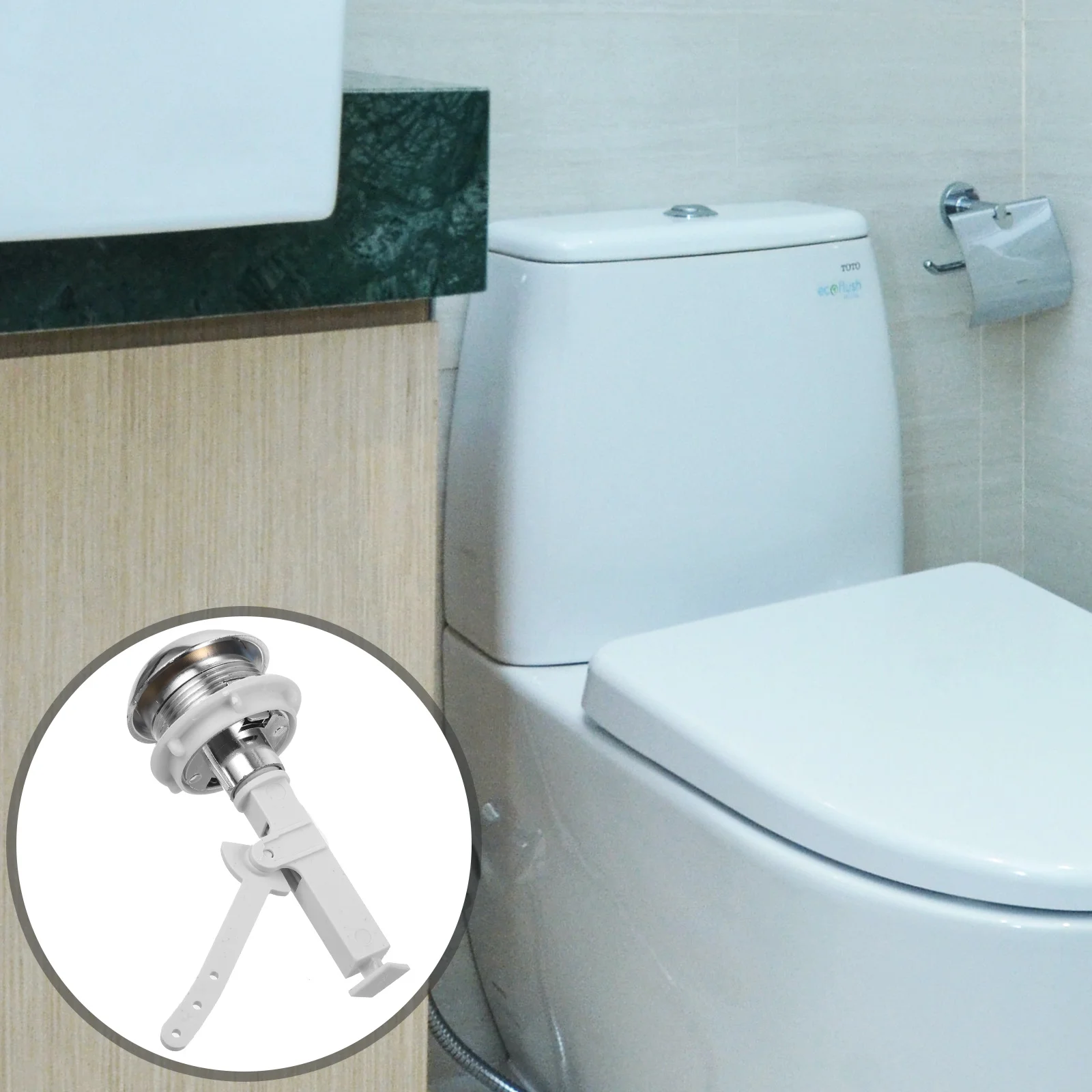 

Cabilock Toilet Button Water Valve Tank Flushing Universal Flush Replacement Single Cistern Push Round Abs
