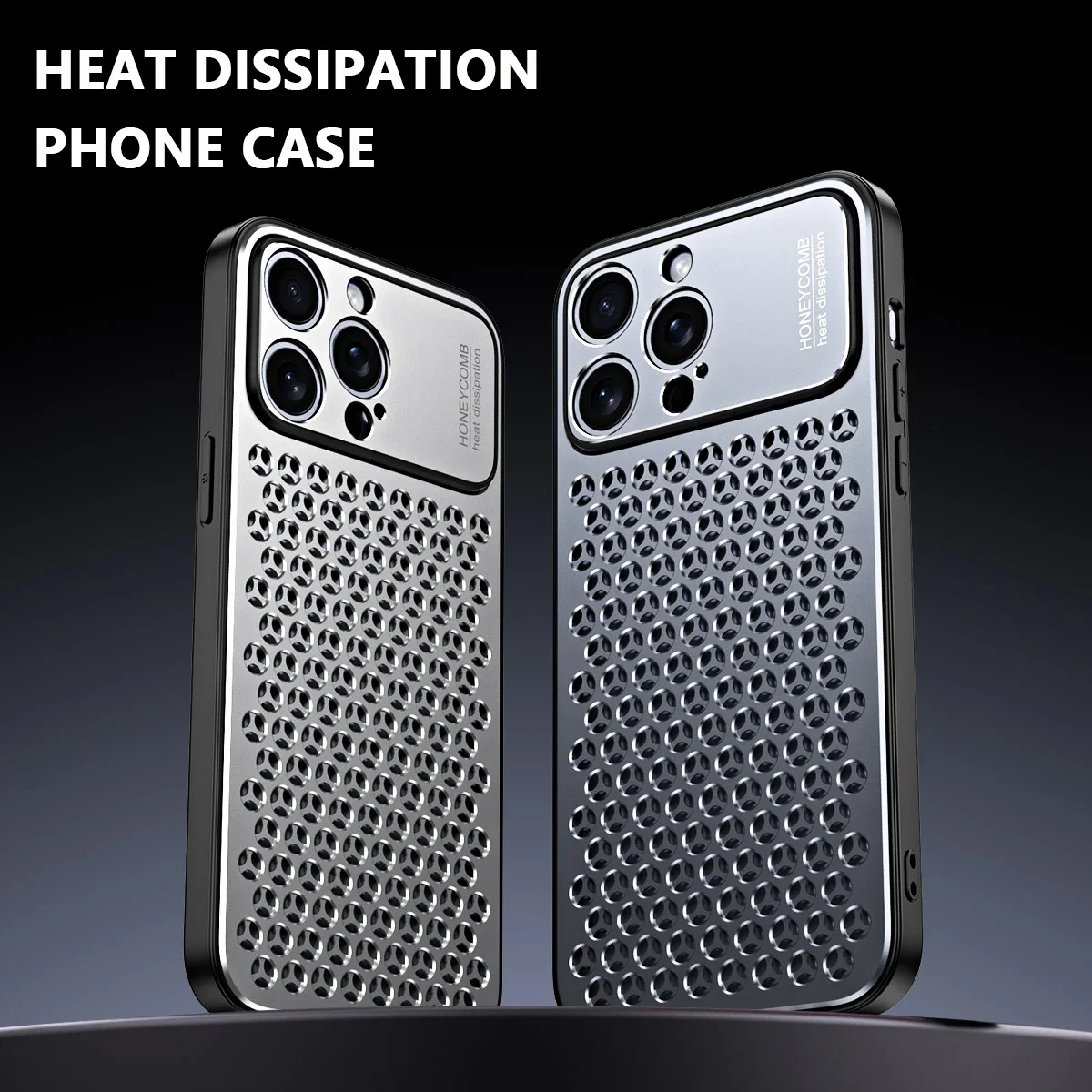 Luxury Metal Silicone Honeycomb Phone Case - 2-in-1 Heat Dissipation Anti-Scratch Protective Cover