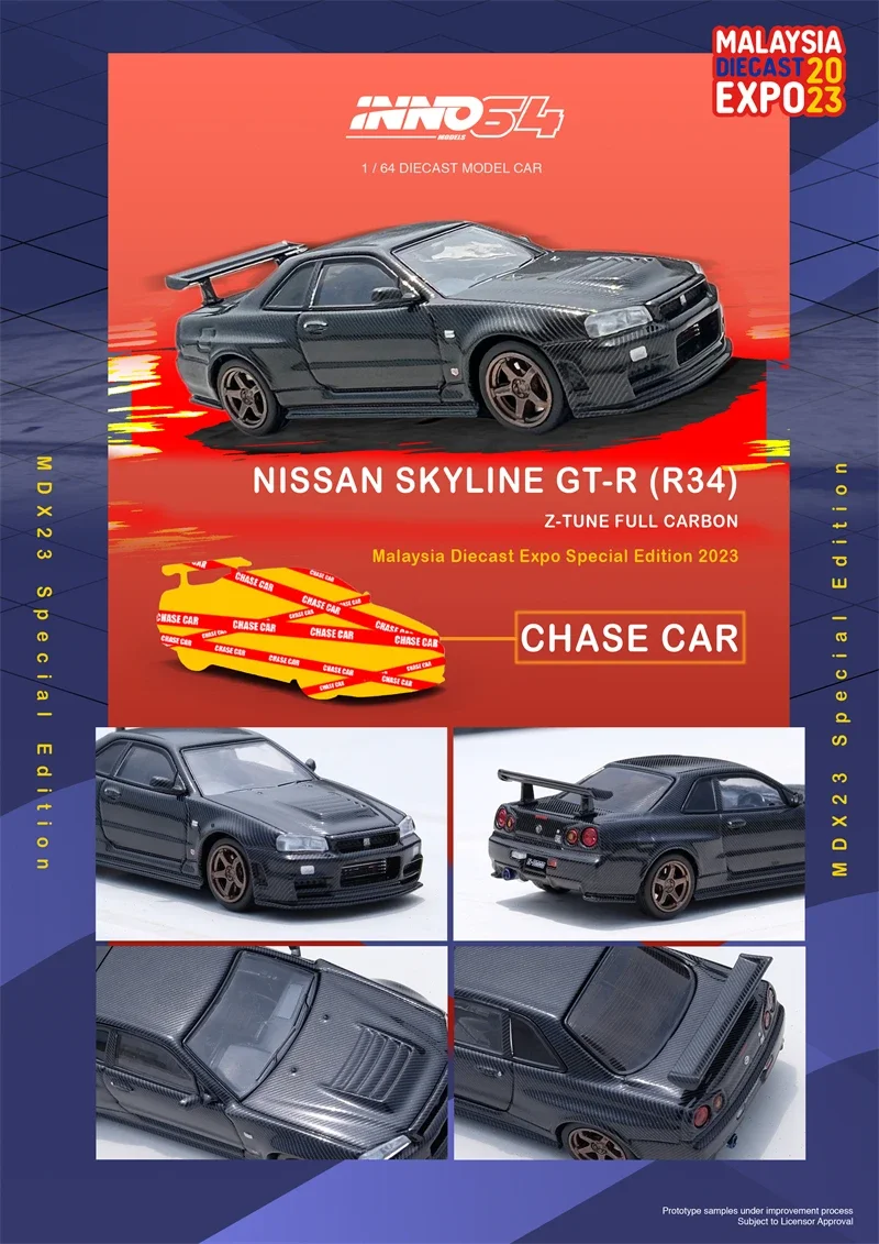 

Limited-INNO 1:64 SKYLINE GT-R (R34) Z-Tune Full Carbon MALAYSIA DIECAST EXPO Event Edition 2023 Model Car