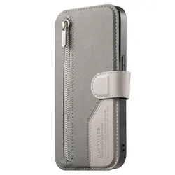 Luxury Detachable 2 - in - 1 Zipper Wallet Phone Case with Magnetic Cover - Xiaomi 17T Pro (GRAY)