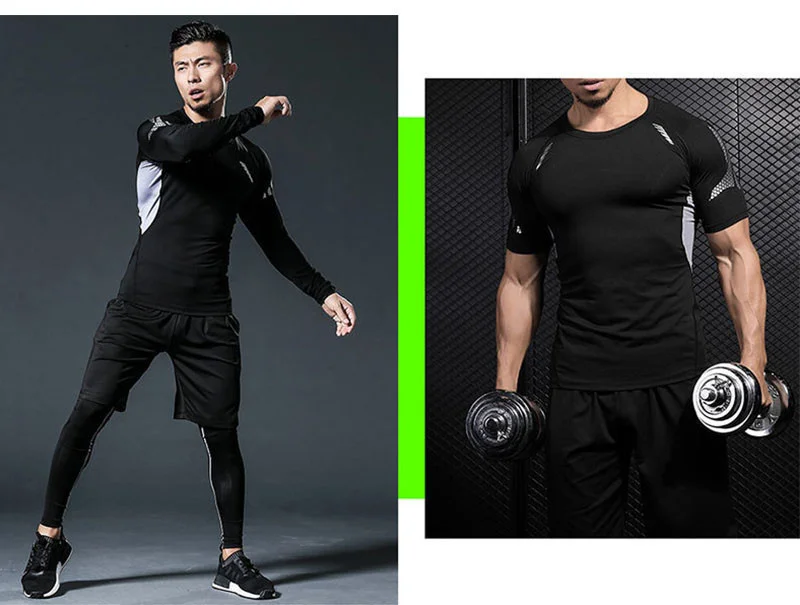 Men Sportswear Compression Sport Suits Quick Dry Running Sets Clothes Sports Joggers Training Gym Fitness Tracksuits Running Set