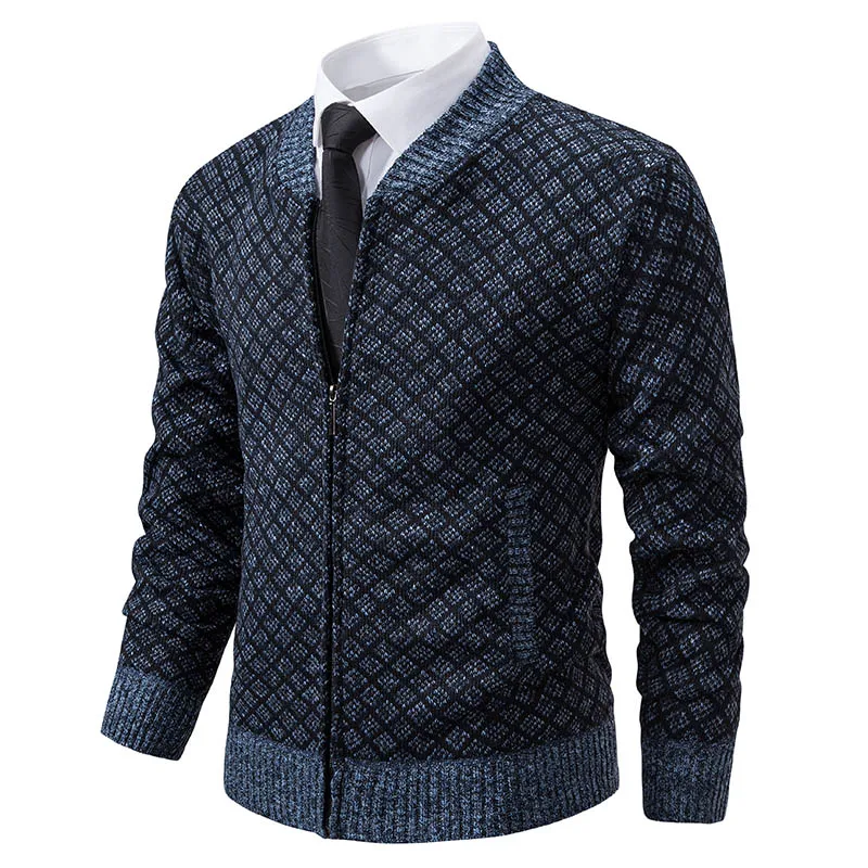 Autumn and Spring Sweaters Men's Cardigans with Zippers V-neck Jackets Y2K Sportswear Winter Men's Cold Coats Knitted Sweaters 4