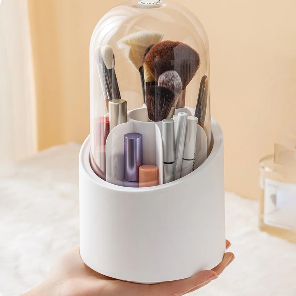 360° Rotating Makeup Brush Storage Box Desktop Cosmetic Organizer Lipstick Eyebrow Pencil Eye Shadow Brush Holder Organizer 3
