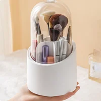 Desktop Cosmetics Brush Organizer Lipstick Eyebrow Pen Holder Eye Shadow Storage Box 360° Rotating Makeup Brush Holder With Lid 1