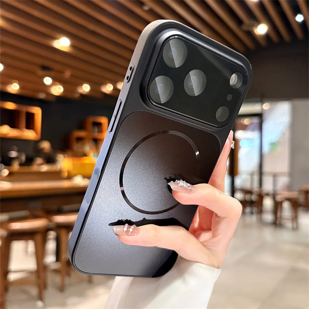 Enhanced Frosted Magnetic Phone Case with Tempered Glass Camera Protector