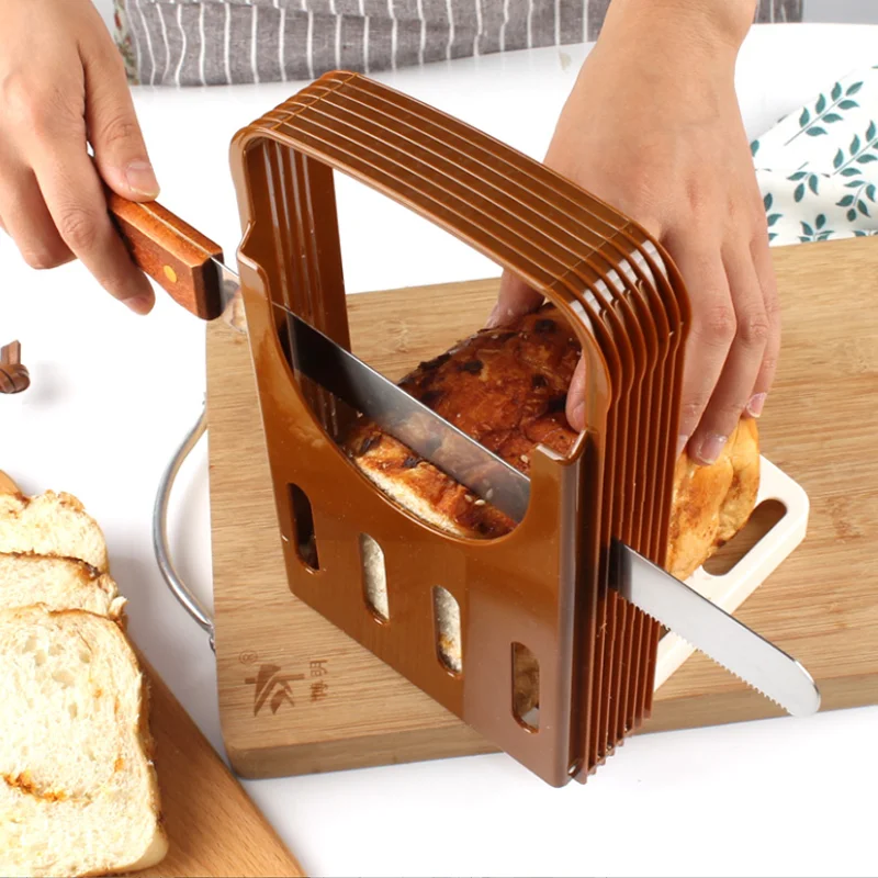 Foldable Toast Bread Slicer Plastic Loaf Cut Rack Cutting Guide Slicing