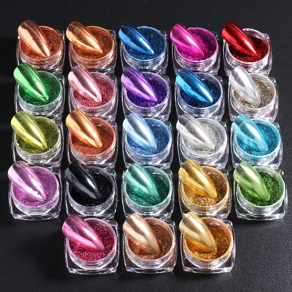 Metallic Chrome Nail Powder Set 23 Colors Y2K Magic Mirror Gold Silver Decor Rubbing Glitter Pigment Flakes Manicure Accessories nail powder nail glitter nail pigment