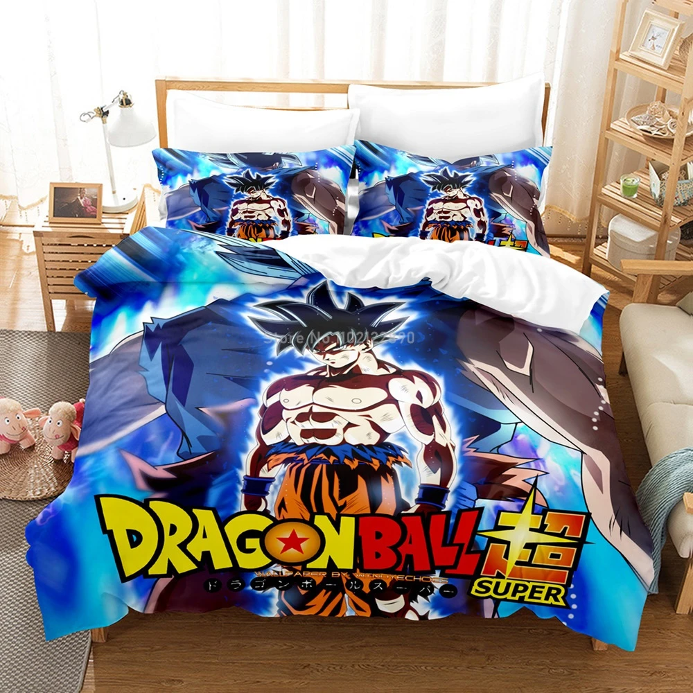Dragon Ball Anime Bedding Set Cartoon Duvet Cover Pillowcase Three