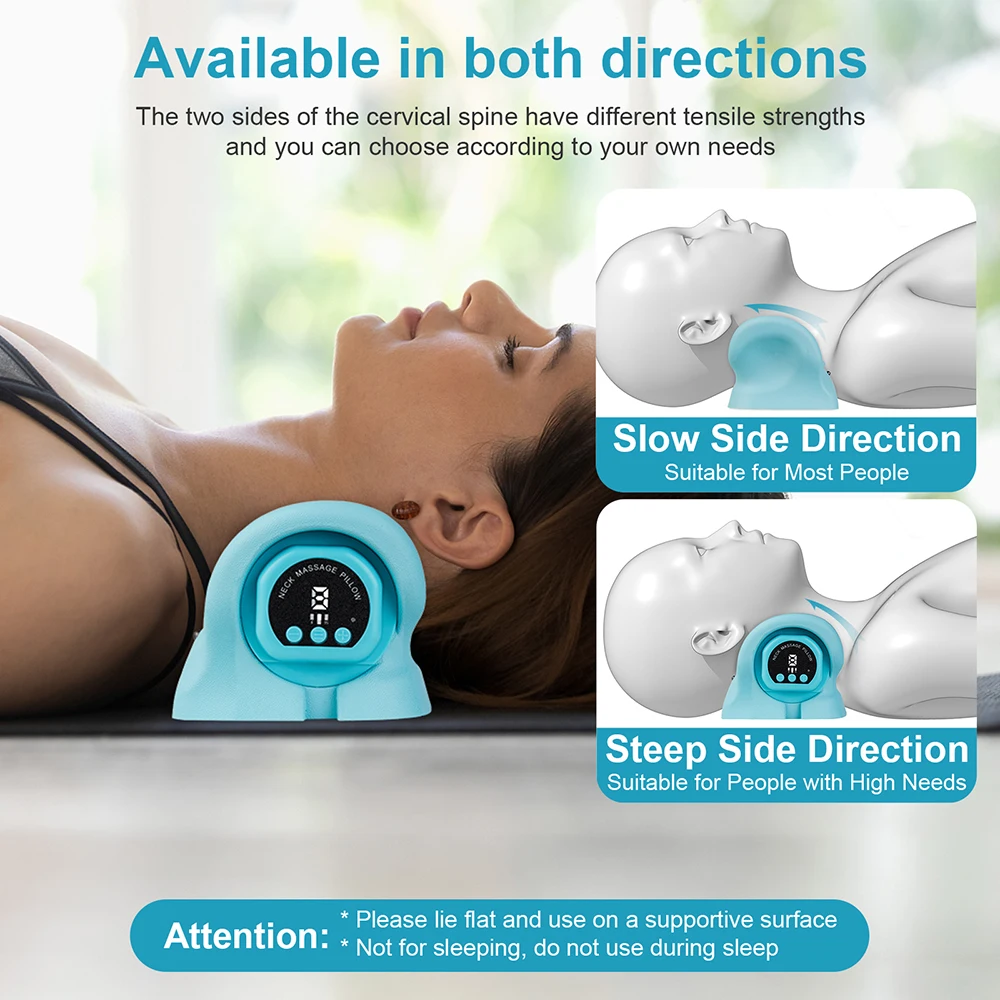 Electric Neck Stretcher Pulse Cervical Traction Massage Pillow Heating Cervical Chiropractic Neck Curvature Straightening Pillow