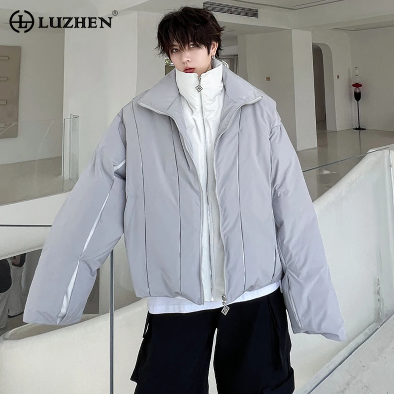 

LUZHEN High Quality Street Wear Men Thicken Padded Coat Splicing Design Winter Stylish Fake Two Piece Jacket 2023 Winter 5c8b61