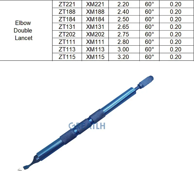 Ophthalmic elbow double lancet Sapphire Keratome blades Ophthalmic blade knife 1set