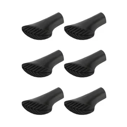 Trekking Pole Non-Slip Rubber Grip Sleeve - Enhanced Tip Protector for Hiking and Mountaineering (6PCS Black)