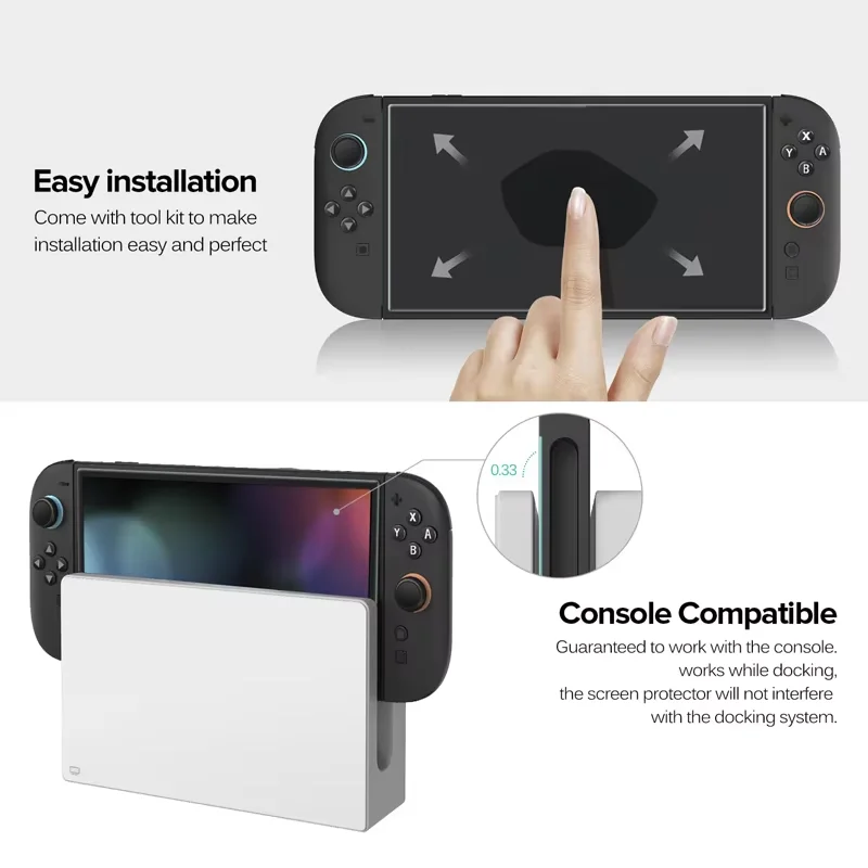 Premium Tempered Glass Screen Protector for Nintendo Switch - 9H Guard Protective Film