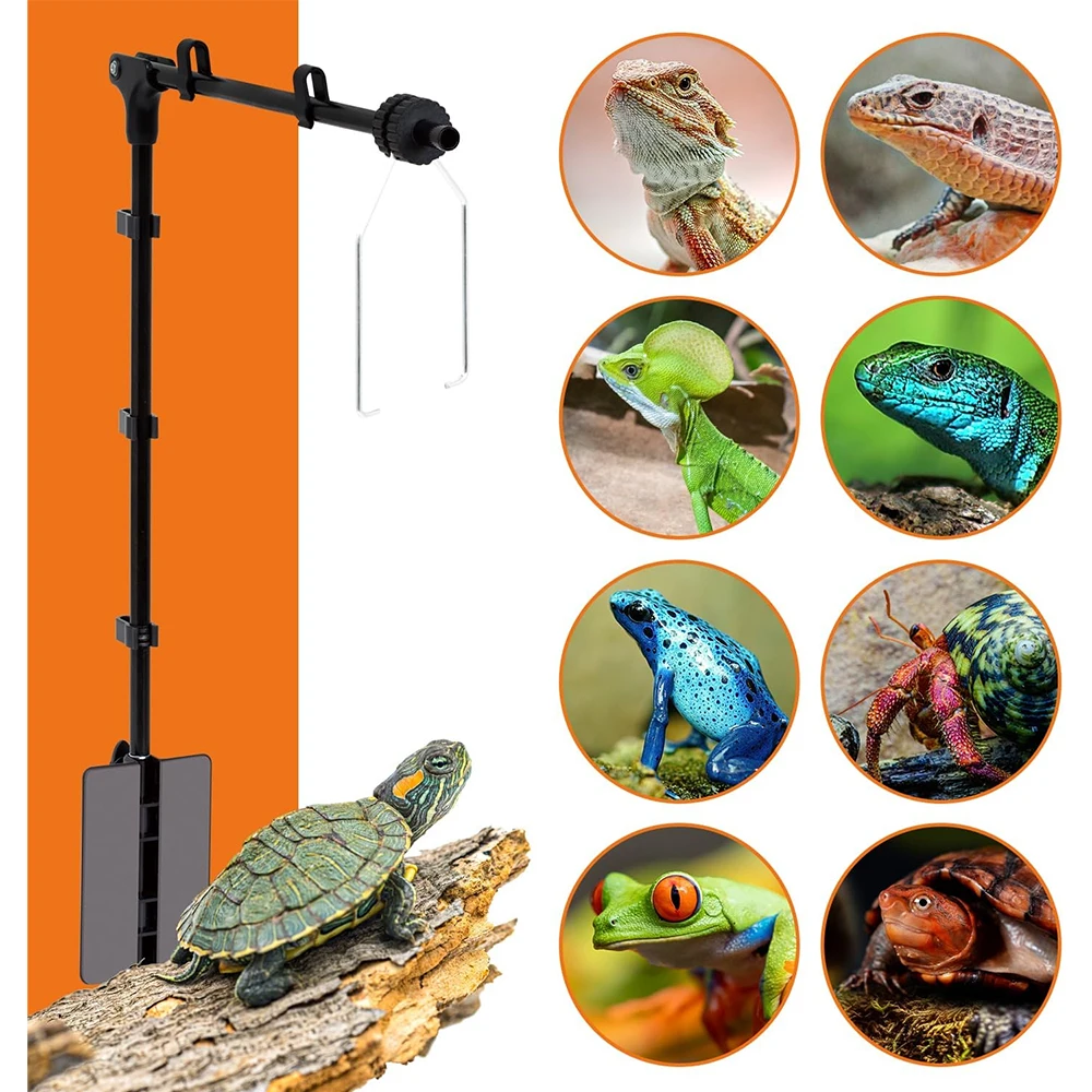 Wall Mounted Reptile Light Stand Adjustable Heating Lampshade Holder for Amphibious Glass Terrarium Tank Cage Lizard Accessories