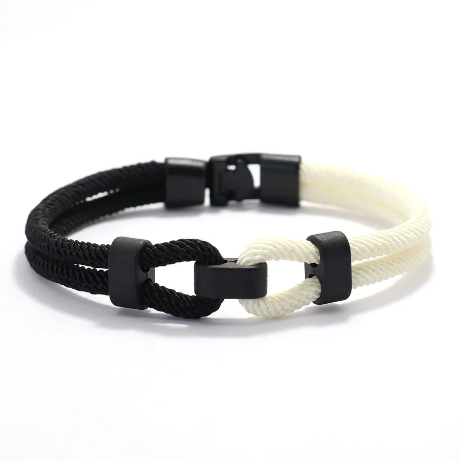 Men Fashion Contrast Color Rope Bracelet Durable Milan Thread Wristband