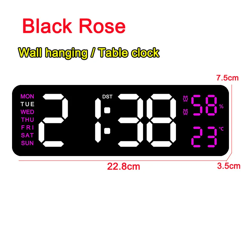 Large LED Digital Wall Clock with Dual Alarms and Adjustable Brightness