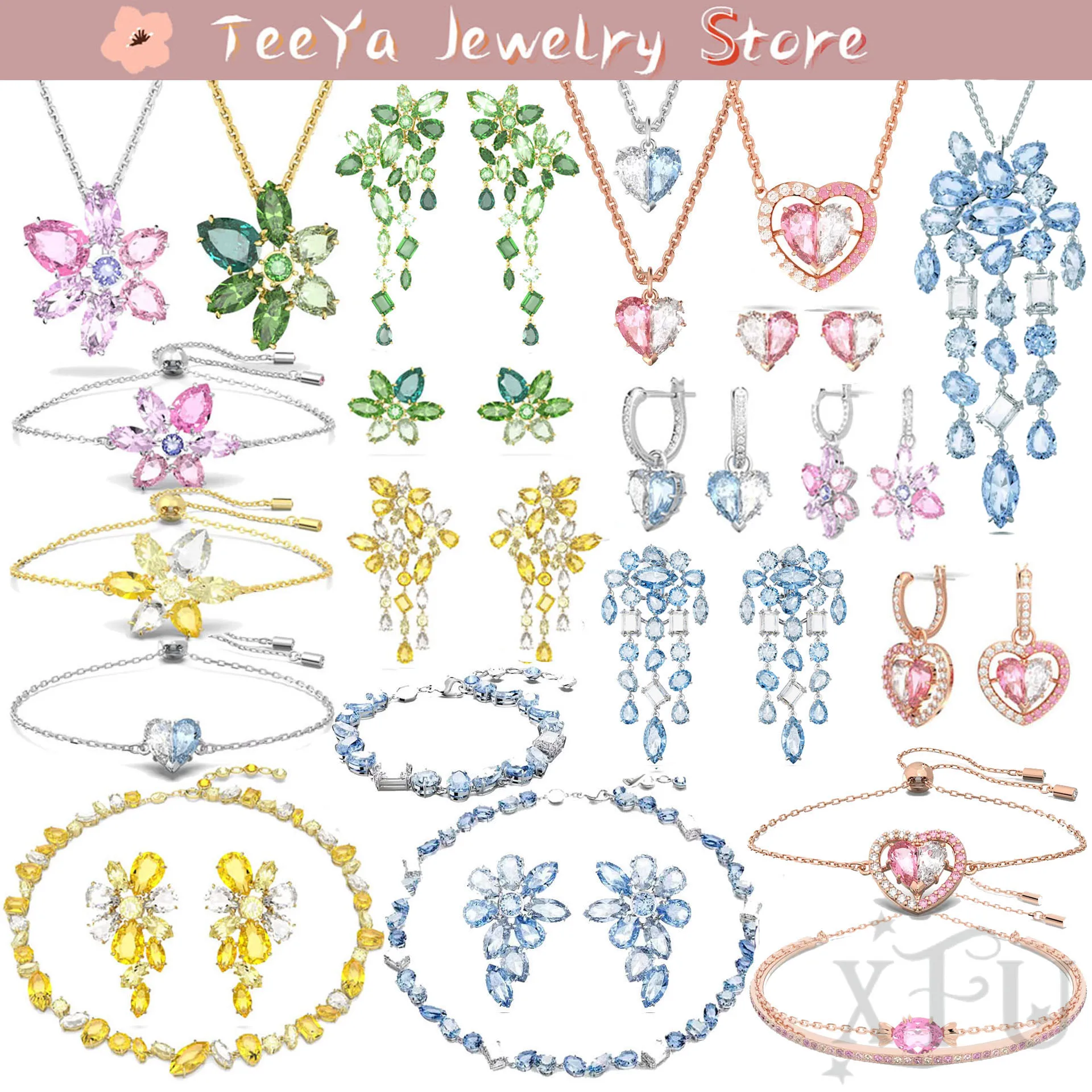 

2024 Original Gema Fine Jewelry Set Luxury Brand Zircon Crystal Necklace Earrings Bracelet XFU Women's Romantic Gift With Logo