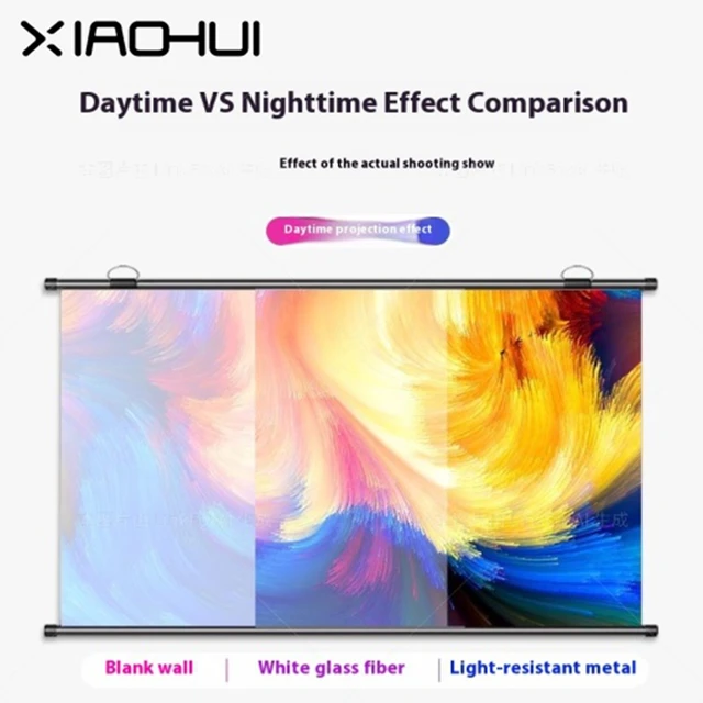 Xiaohui No-hole wall-mounted projection screen metal projection screen home projection screen 84 inches 100 inches 120 inches