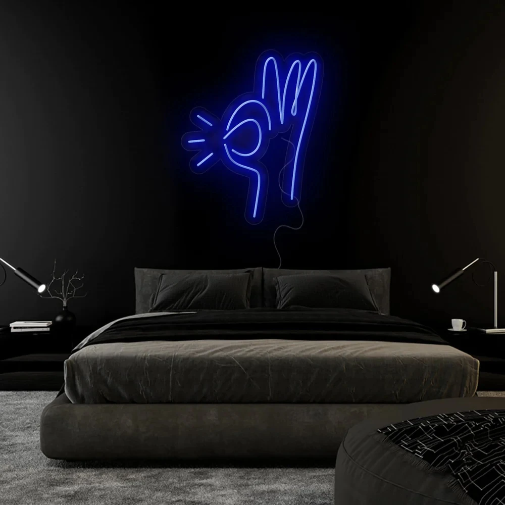 Description Picture 6 of itemOK Gesture Neon Light Personality Design Home Office Game Room Bar Club Bedroom Gift Holiday Wall Decoration Ambient Led Sign