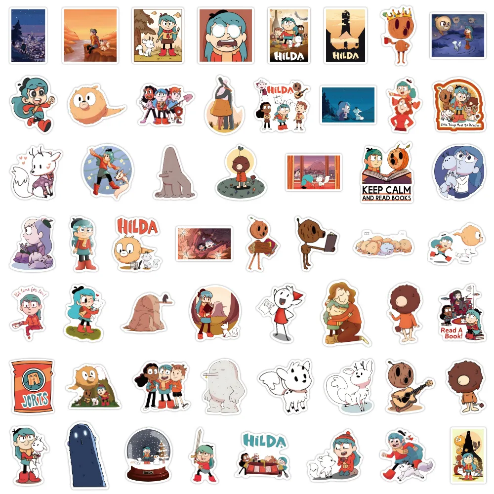 10/55/110PCS Hilda Stickers Funny Cartoon Stciekr Adventure Comics Decals Luggage Laptop Phone Guitar Cup Skateboard Kids Toys cartoon stickers