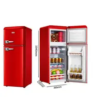 Réfrigérateur rétro à Double porte 82l, congélateur vertical, congélateur inférieur, congélateur supérieur pour la maison, l'hôtel et le bureau 6
