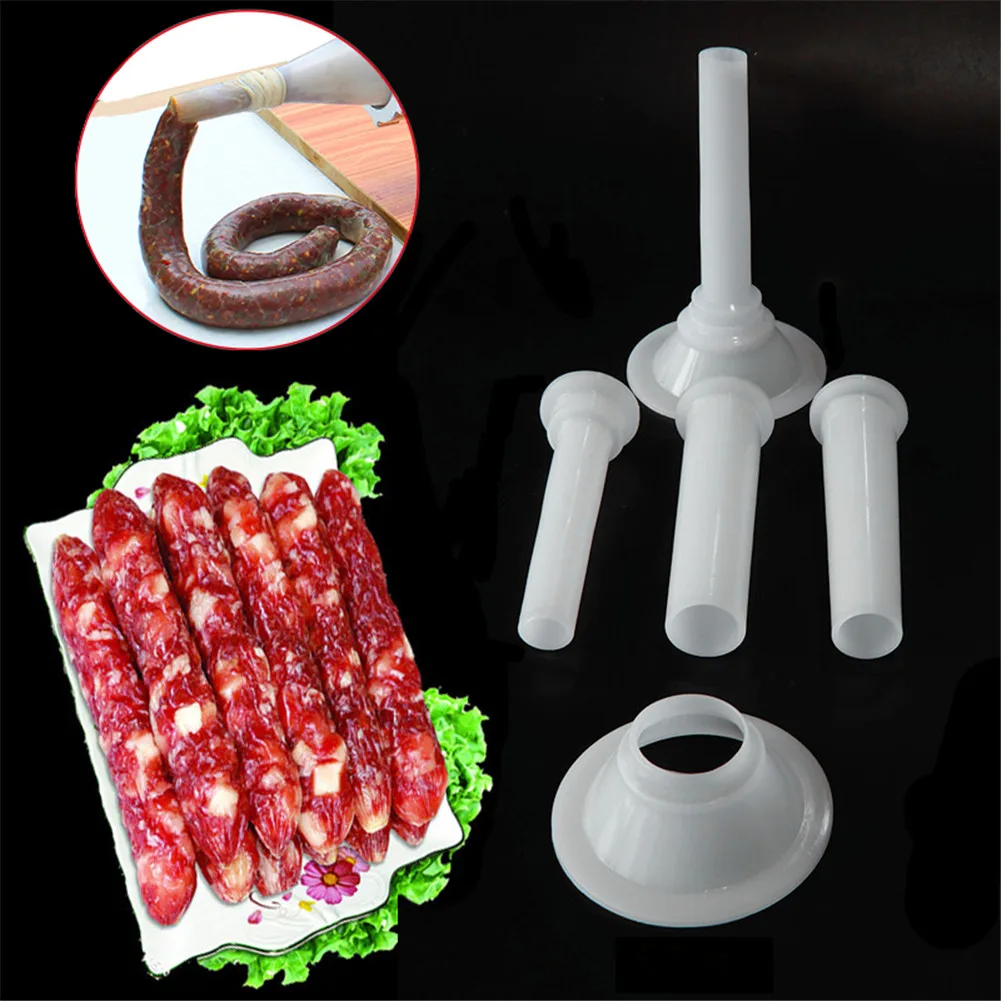 3 Pieces Plastic Sausage Filling Stuffing Tube for Handmade Meat Grinder Stuffer with Base Kitchen Tools 