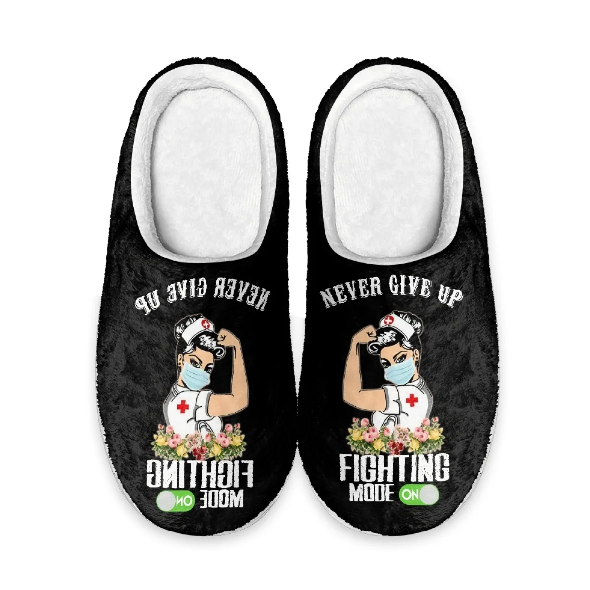 Hospital Medical Equipment Nurse Pattern Cotton Slipper Unisex Wear-Resistant Fashion Non-Slip Indoor Keep Warm Plush Slippers
