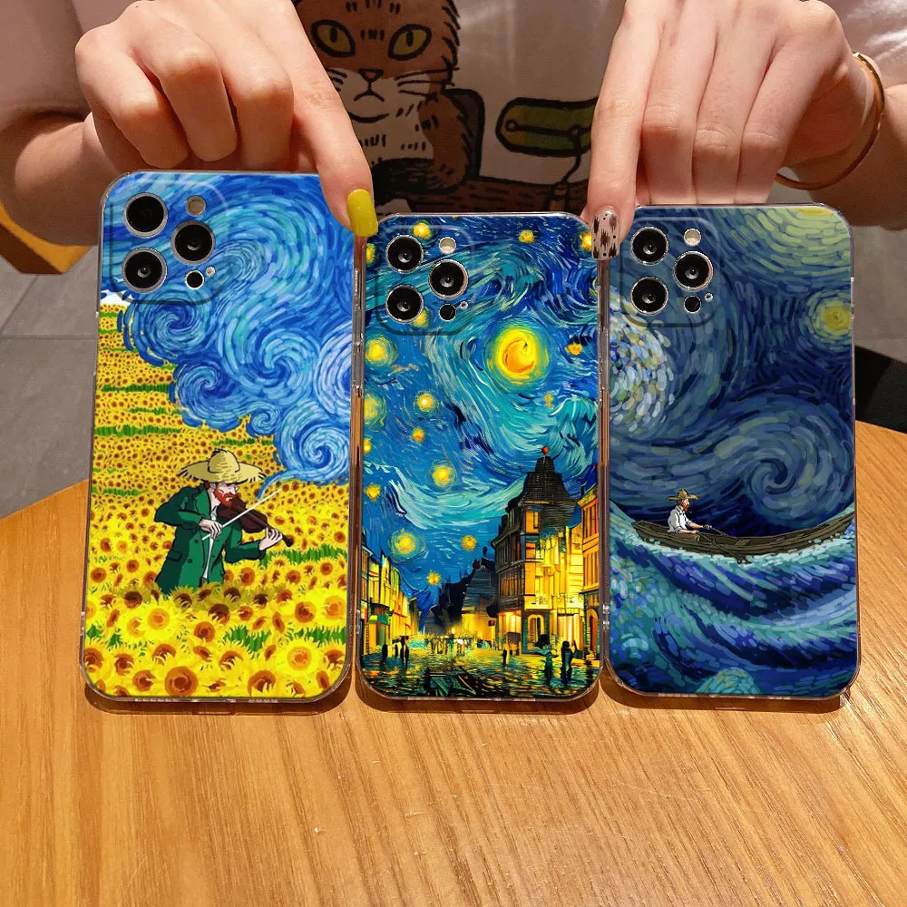 Van Gogh Artistic Phone Case - Cafe Terrace & Starry Night Design