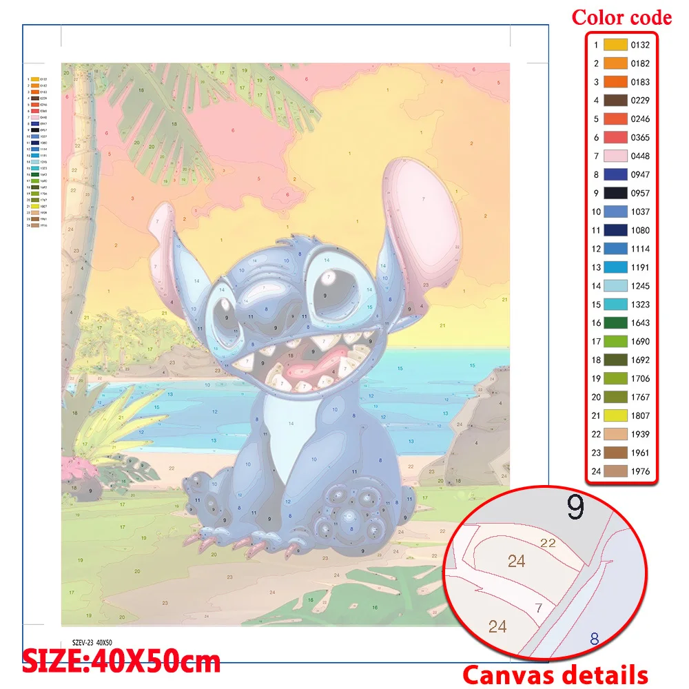 Guitarist Stitch Cartoons Paint By Numbers - Canvas Paint by numbers