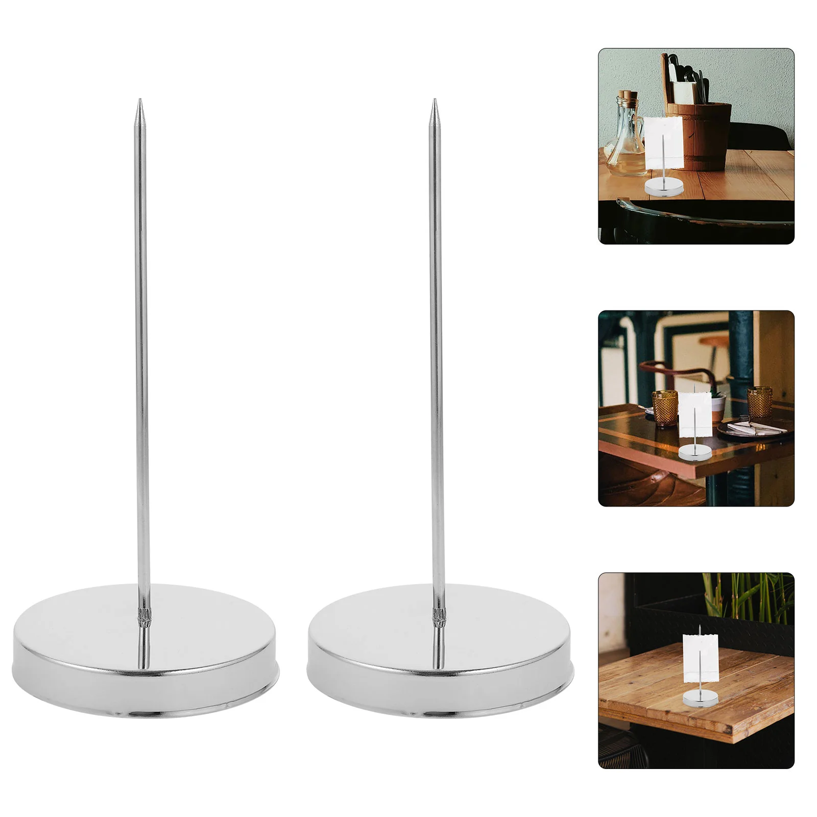 

2 Pcs Bill Collector Tabletop Memo Holder Receipt Holders Spike Menu Iron Restaurant Office