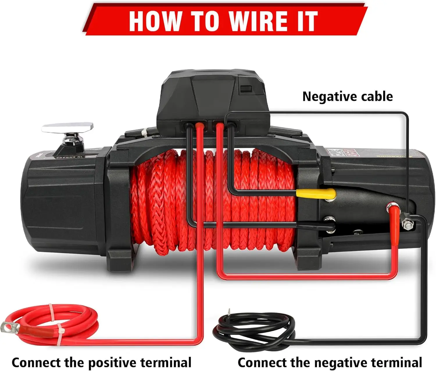 Winch-10000 Lb. Load Capacity Electric Winch Kit -12V Synthetic Rope Winch Waterproof IP67 Electric with Hawse Fairlead