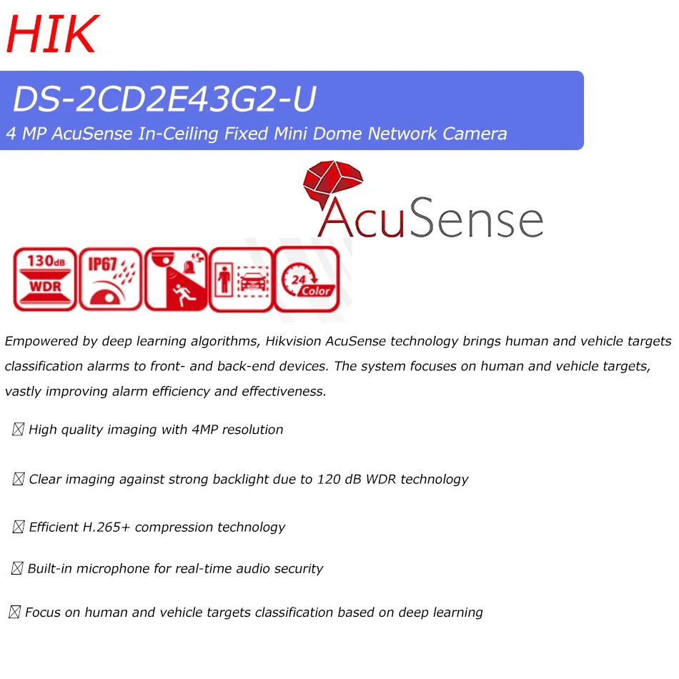 

Потолочная мини-купольная IP-камера HIK AcuSense, 4 МП, со встроенным микрофоном и слотом для SD-карты